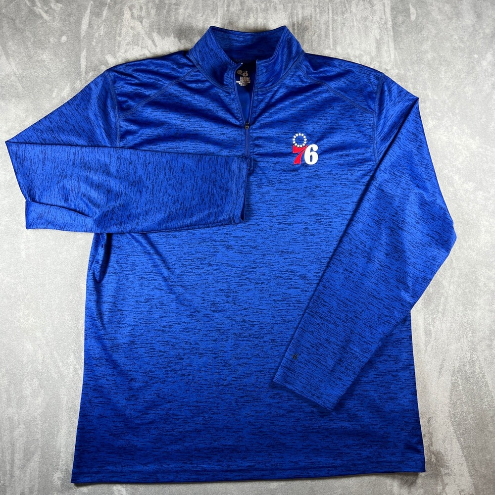 Badger 76ers Quarter Zip Pullover Royal Blue XL Mens NBA Performance Top